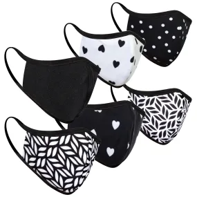 6-Pack Black & White Tones Double Layered Masks