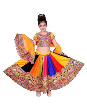 Ahhaaaa Girls Ghoomar Lehenga Choli with Dupatta Set for Kids