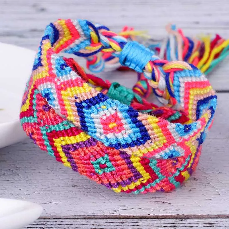 Bohemian African Rainbow Handmade Braided Bracelet Bangles