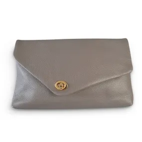 Centennial Park | Grey Leather Evening Clutch Envelope Bag