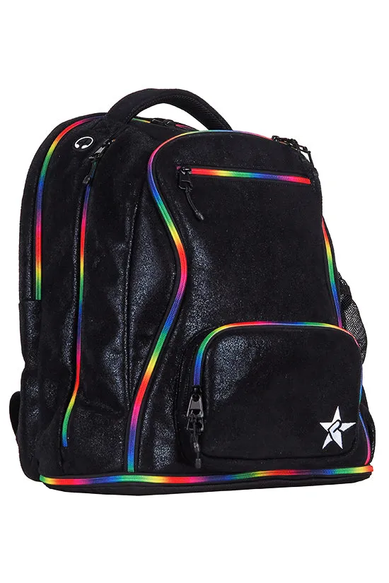 Faux Suede in Black Rebel Dream Bag with Rainbow Zipper