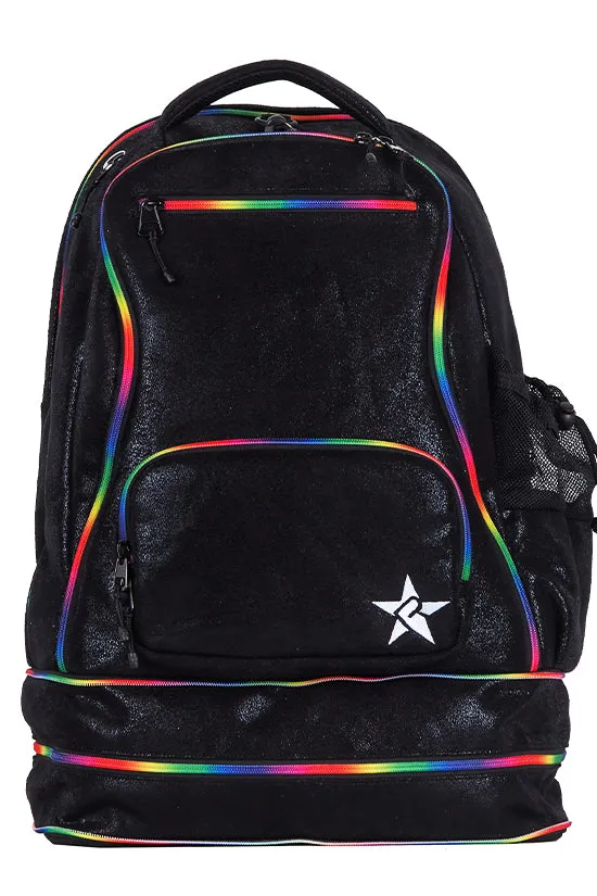 Faux Suede in Black Rebel Dream Bag with Rainbow Zipper