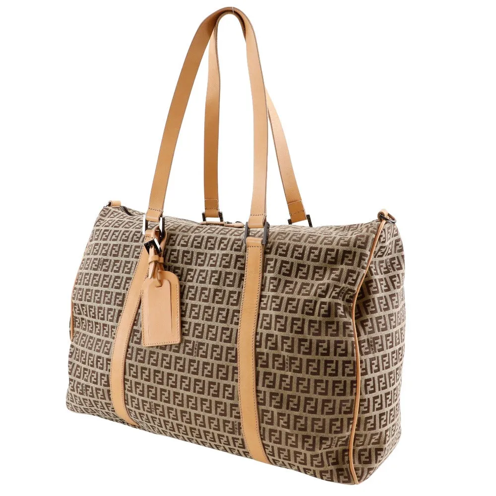 FENDI Boston Duffel bag 7VS014 Nylon canvas, leather Brown Zucchino Women Used
