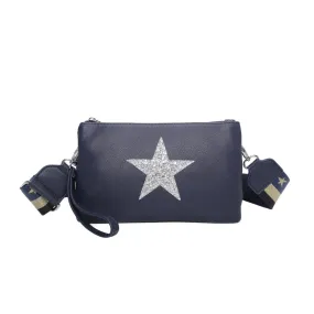 Glitter Star Crossbody Bag With Strap - Midnight Blue