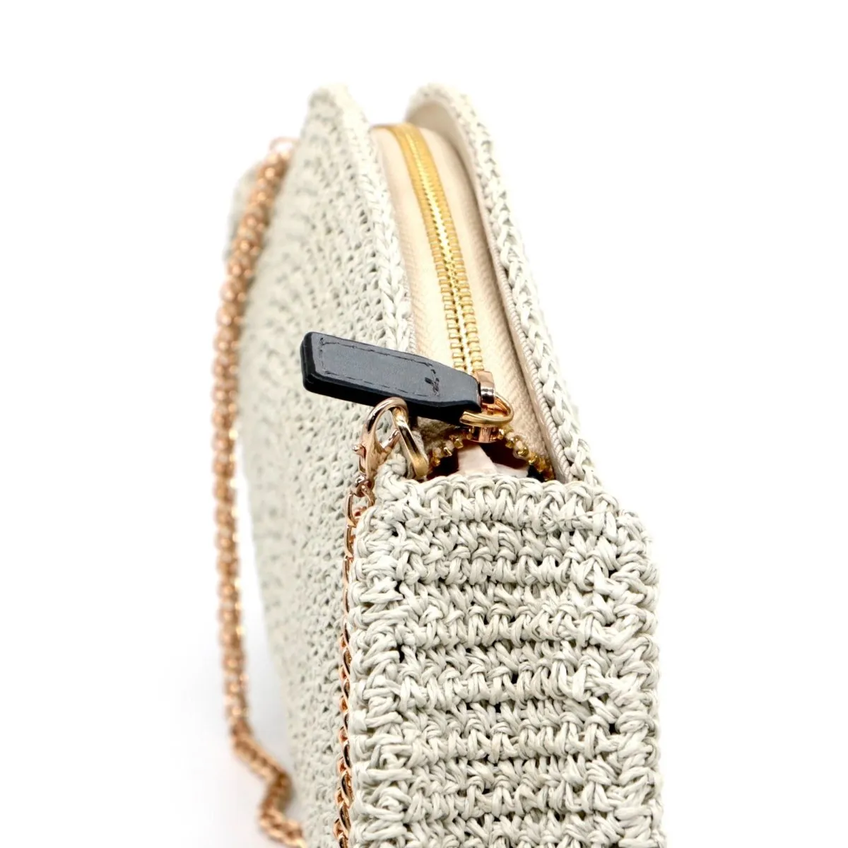 Half-moon Handmade Raffia Clutch Bag