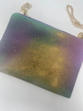 Kayla Clutch- Mardi Gras hand painted crossbody