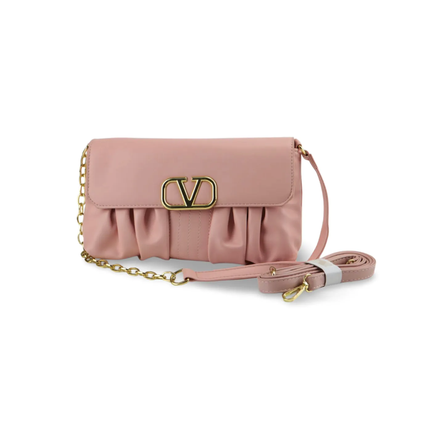 Stylish and Versatile Crossbody Purse with V Logo And Detachable Gold Chain