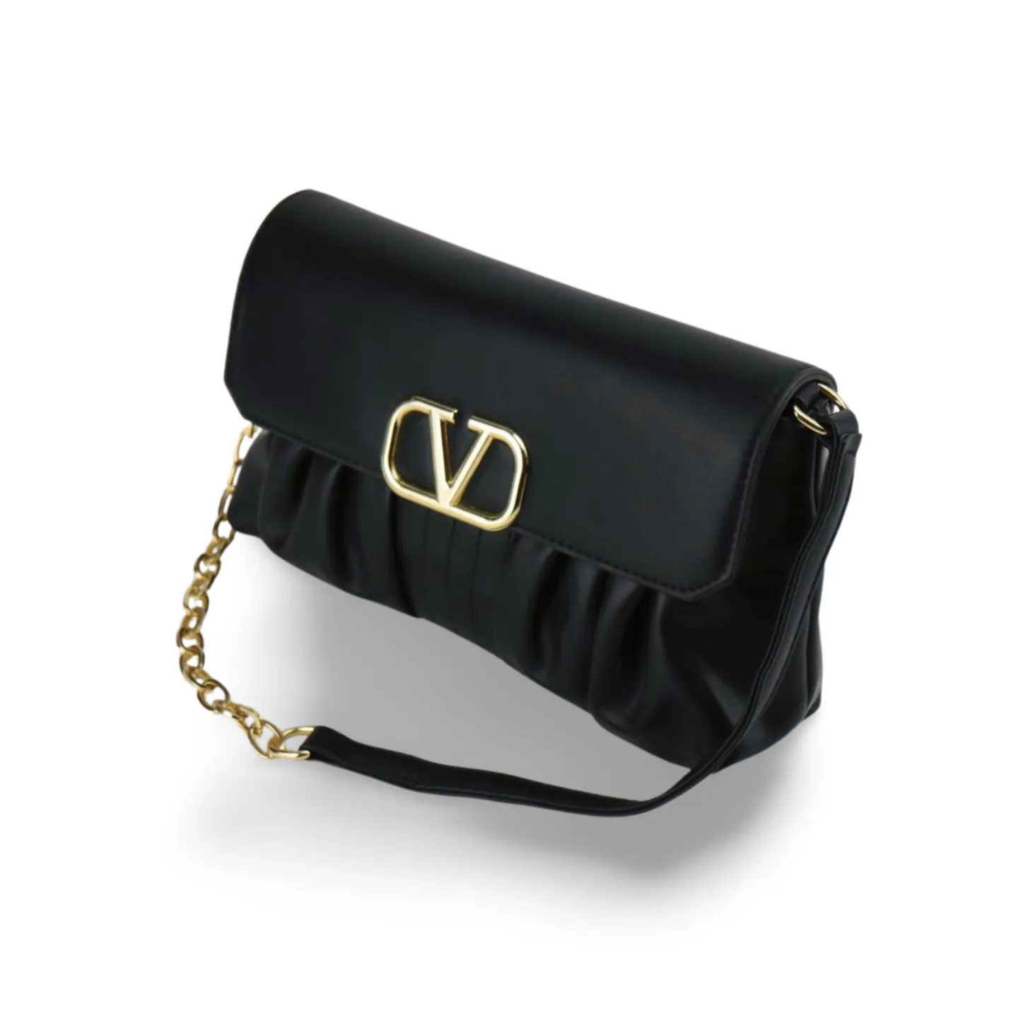 Stylish and Versatile Crossbody Purse with V Logo And Detachable Gold Chain