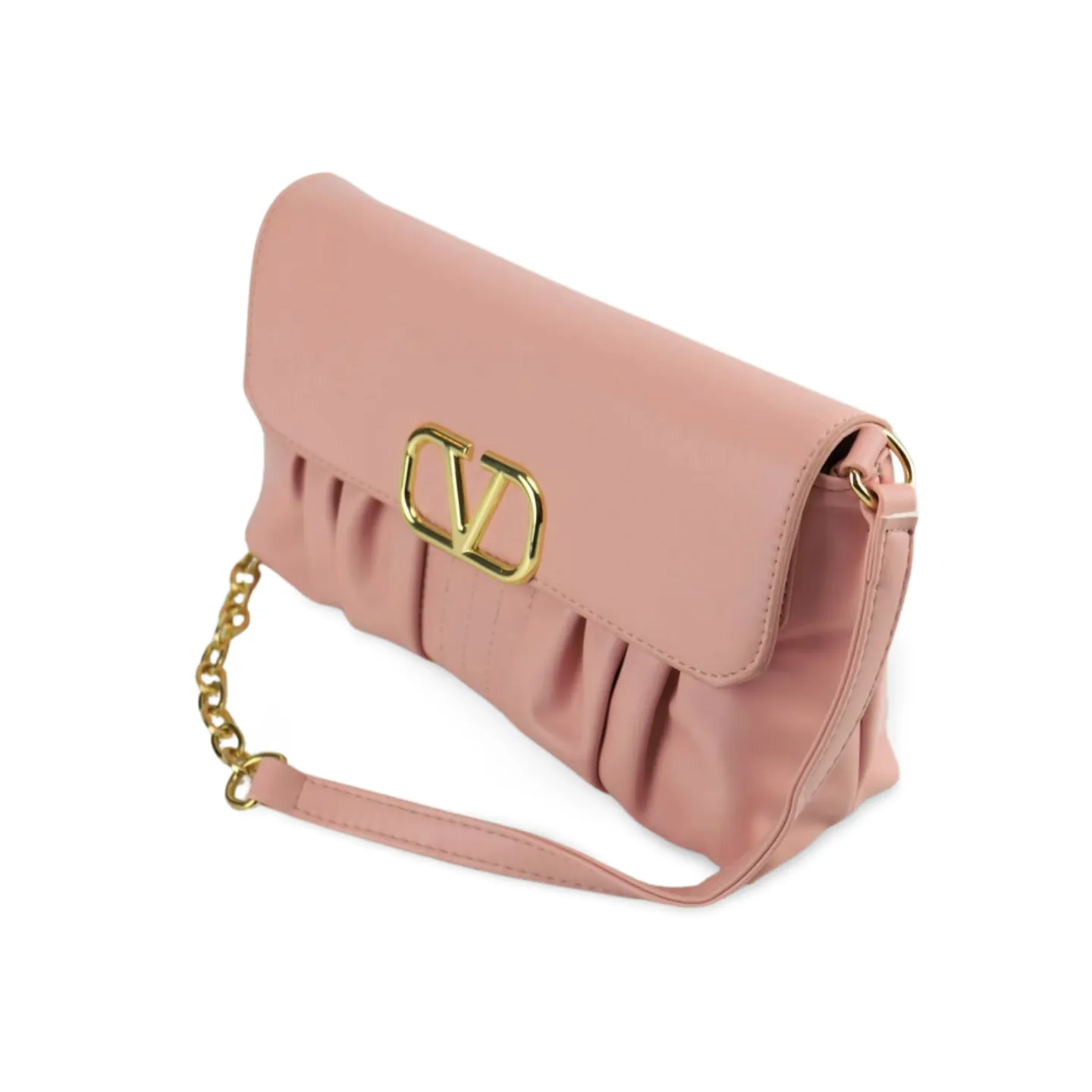 Stylish and Versatile Crossbody Purse with V Logo And Detachable Gold Chain